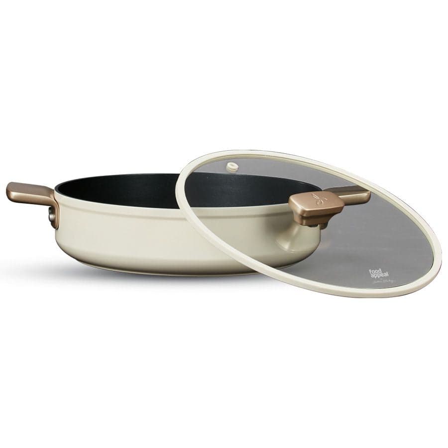 قدر سوتيه ENIGMA NONSTICK كريمي بمقابض شمبانيا 28 سم 3