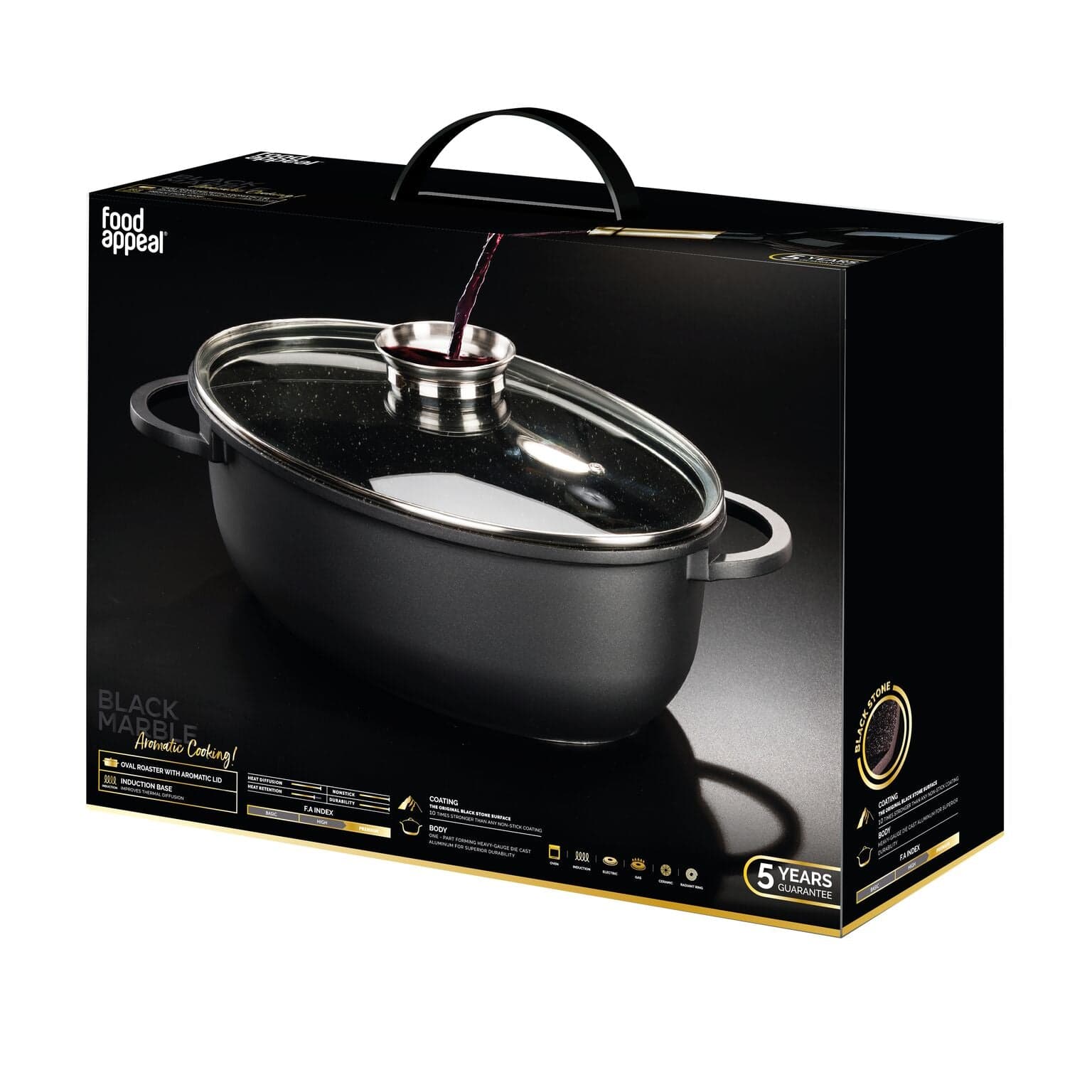 رستر بيضاوي مع غطاء عطري 8 لتر BLACK MARBLE 3