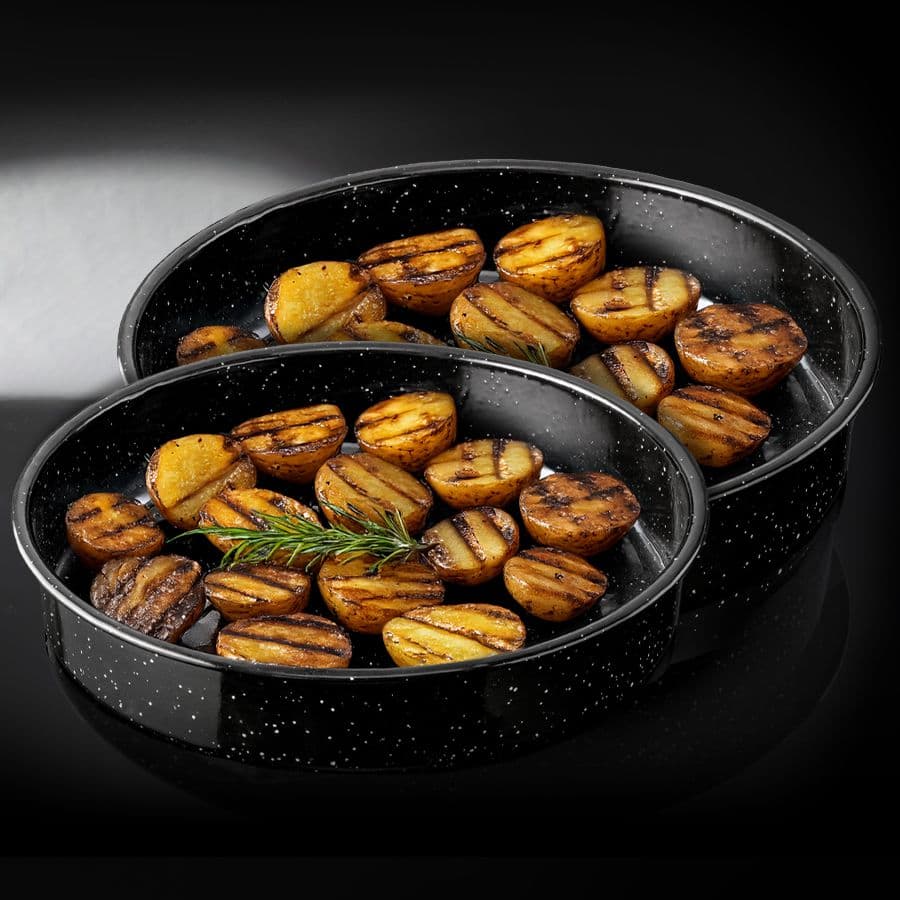 طقم 2 قوالب دائرية من المينا 26X6 / 32X6 سم ENAMELWARE أسود 2
