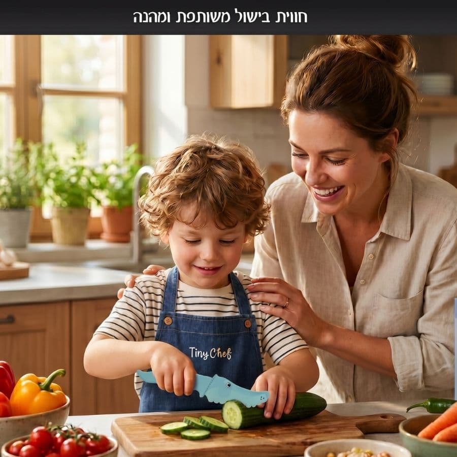 سكين أطفال بتصميم تمساح TINNY CHEF تركواز 3