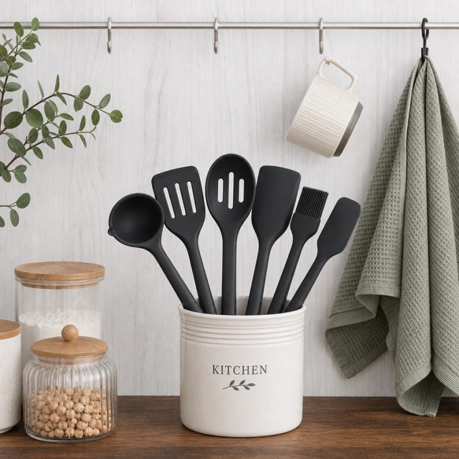 ملعقة تقديم مثقوبة سيليكون 33 سم COOK JOY رمادي 2
