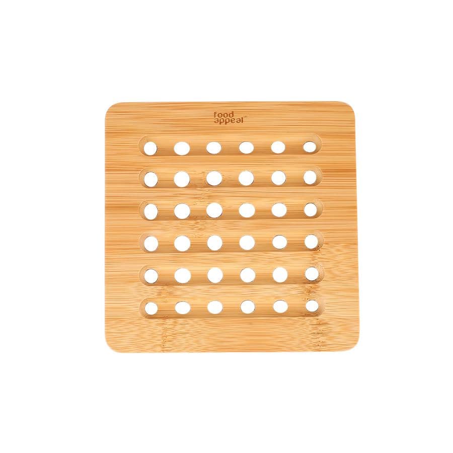 قاعدة قدر مربعة من بامبو 15x15 سم
