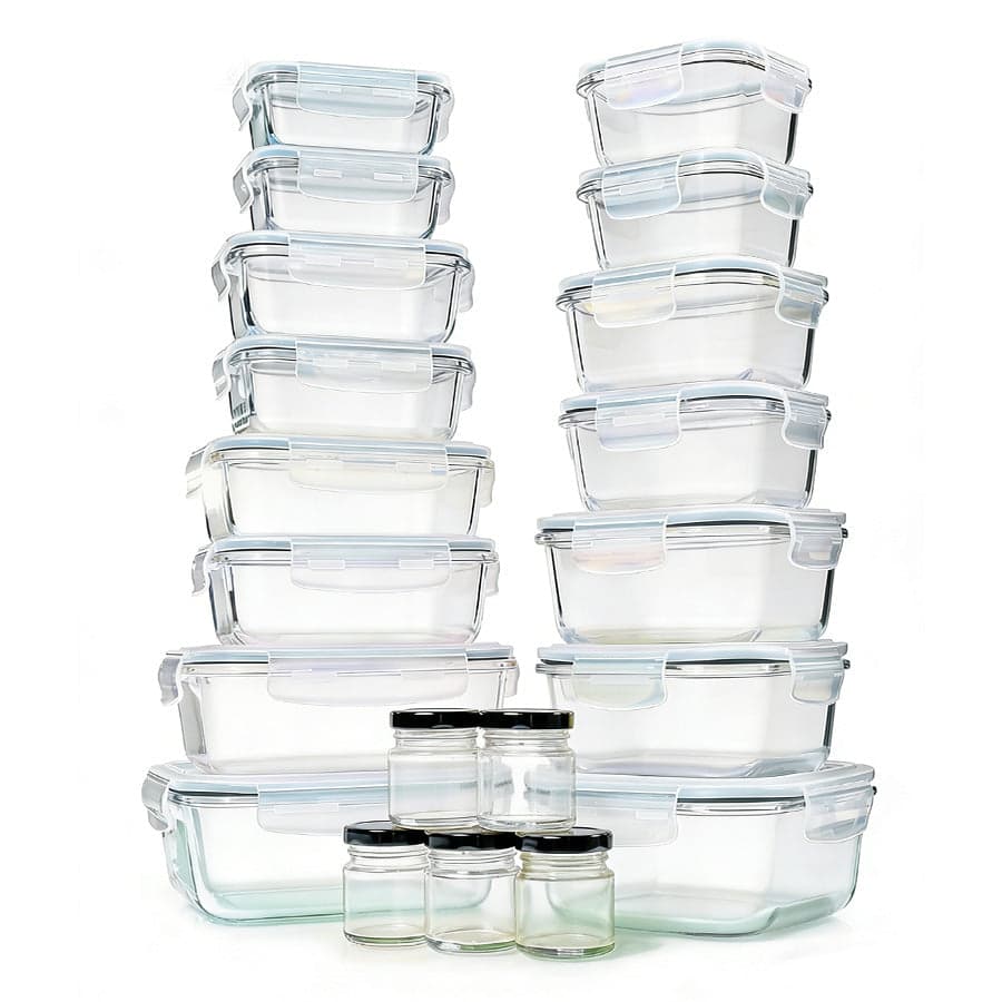 طقم 20 علبة حفظ زجاجية GLASS CLOC مع أغطية 2